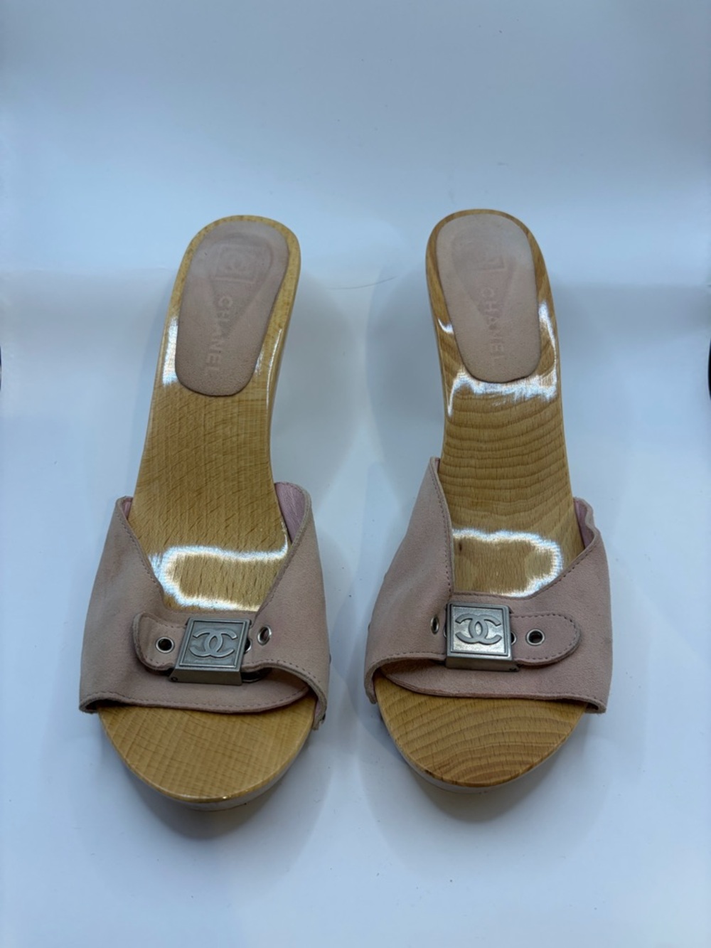 Chanel Pink Wood and Suede Sandals 👡 - Size 40 (US9) - Picture 2 of 12